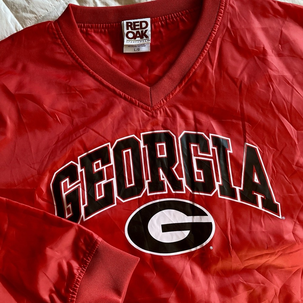 Vtg Red Oak Sportswear Georgia Bulldogs Pullover Windbreaker Jacket Mens L EUC